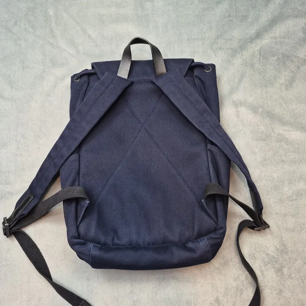 Everlane Modern Snap Backpack Women Medium Navy Canvas Laptop Sleeve Minimalist